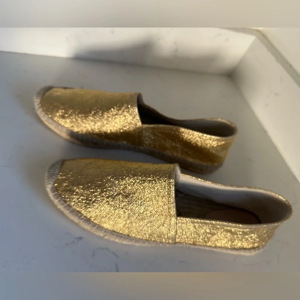 NWT‎ JCREW Made-in-Spain espadrille flats in metallic canvas sz 10.5